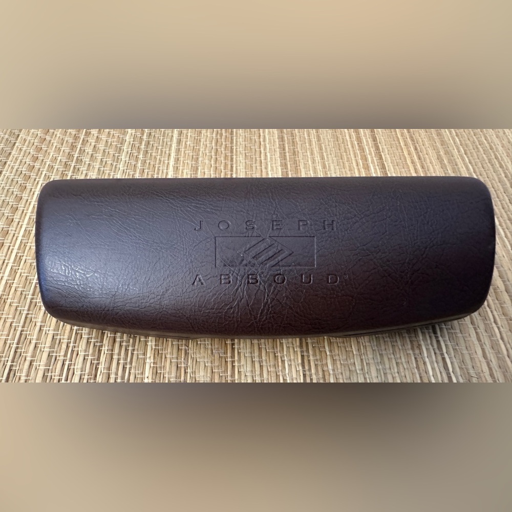 Joseph Abboud Brown Hard Clamshell Eyeglasses Case Spring Closure